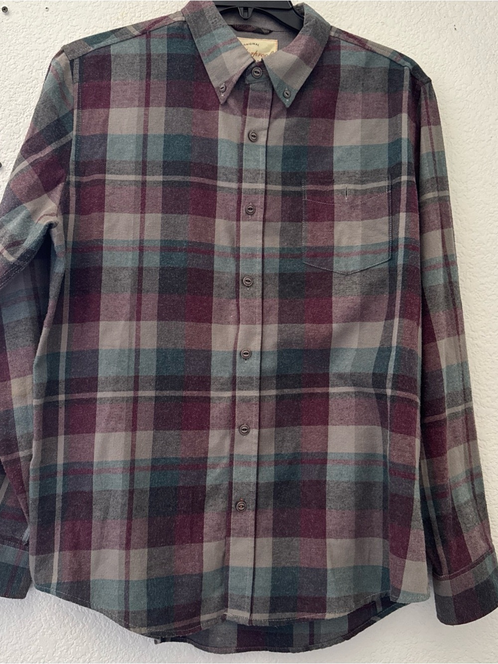 Weatherproof Men's Plaid Button-Down Shirt - Teal, Burgundy & Gray